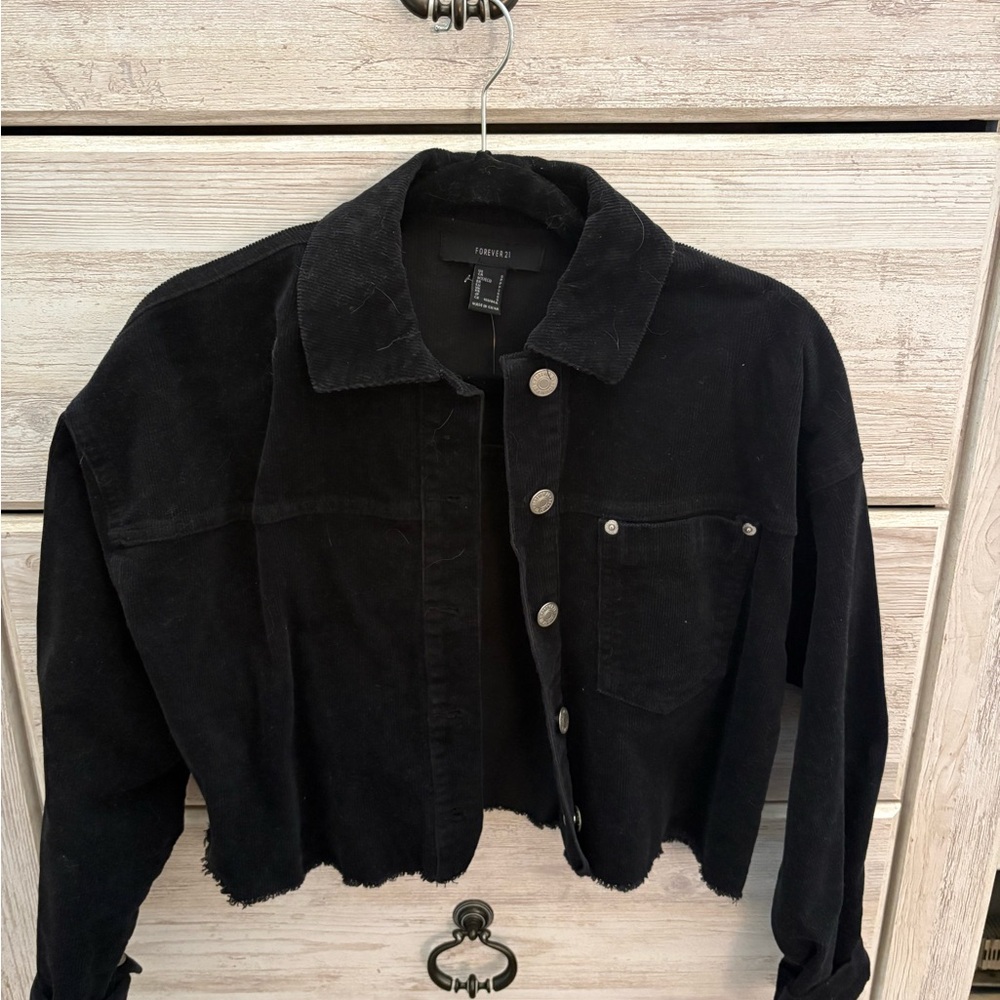 Forever 21 Black Cropped Jean Jacket